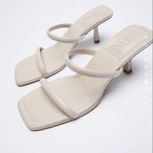 Zara nude strappy leather sandal size 8